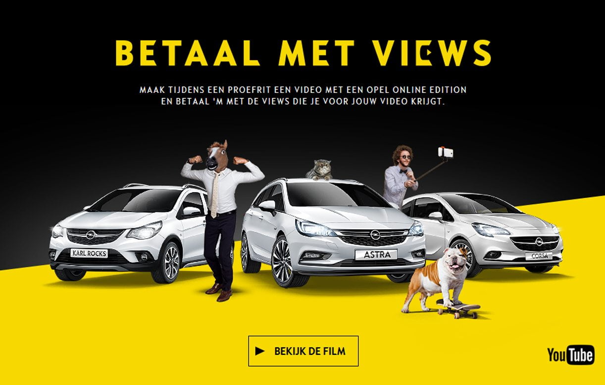 Opel betaald met Youtube views