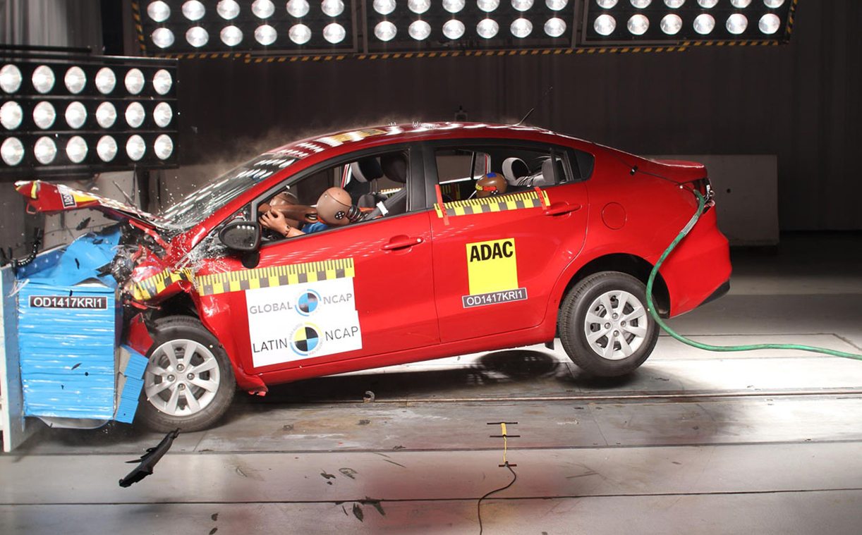 Kia Rio Sedan botst niet best