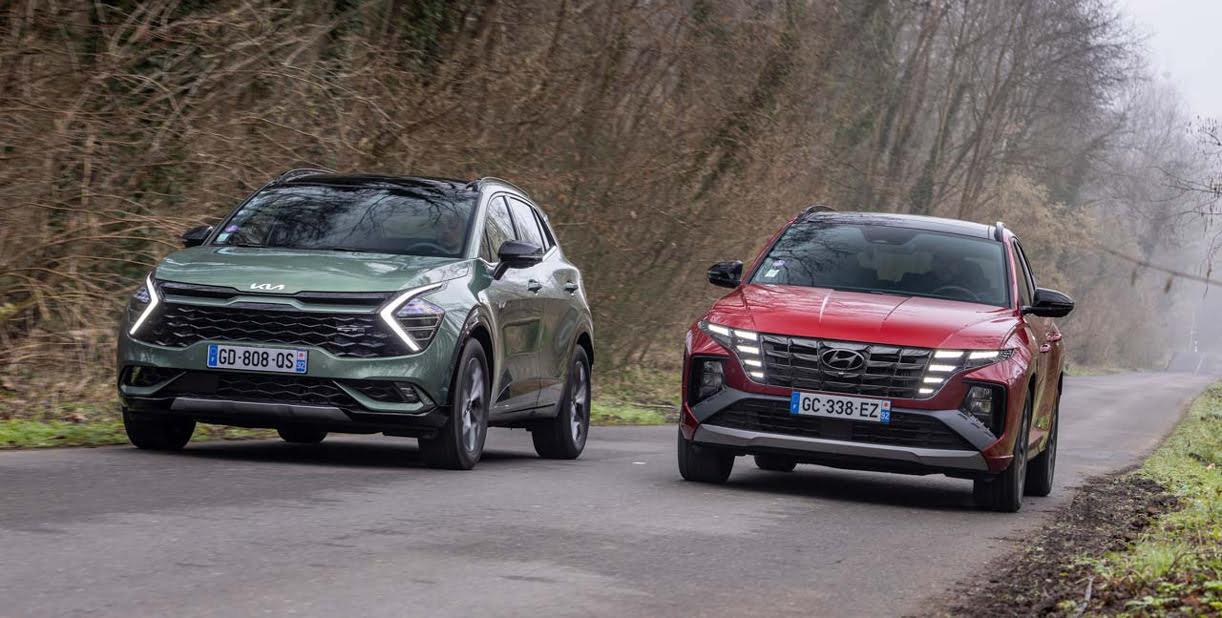 Vergelijkingstest: de nieuwe Kia Sportage daagt de Hyundai Tucson uit HyundaiTucsonKiaSportageTestduel