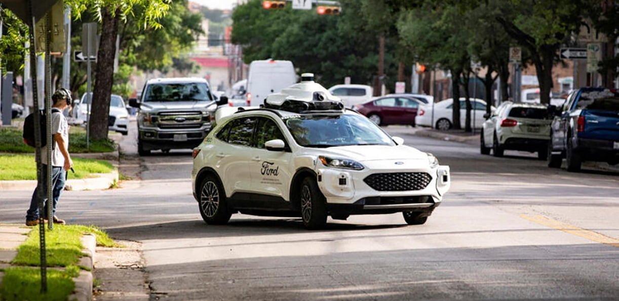 FILE PHOTO: Driverless car operated by Argo AI in Austin, Texas
