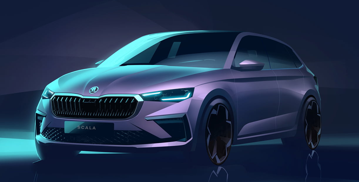 Skoda plaagt met vernieuwde Scala en Kamiq SkodaScalaKamiqFaceliftTeaser