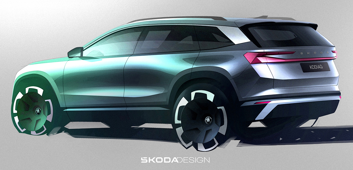 Skoda toont exterieurschetsen nieuwe Kodiaq SkodaKodiaqSchets