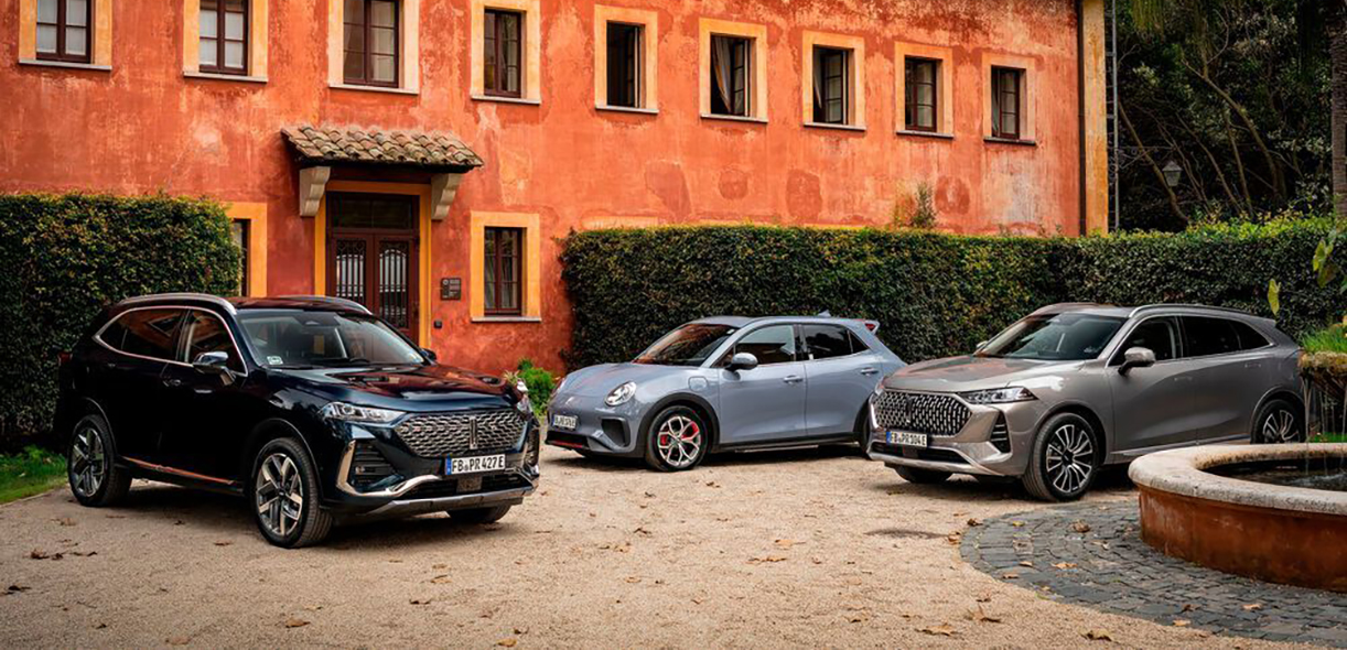 Modelle von Great Wall Motor (von links): GWM Wey 03, GWM Ora 03 und GWM Wey 05.