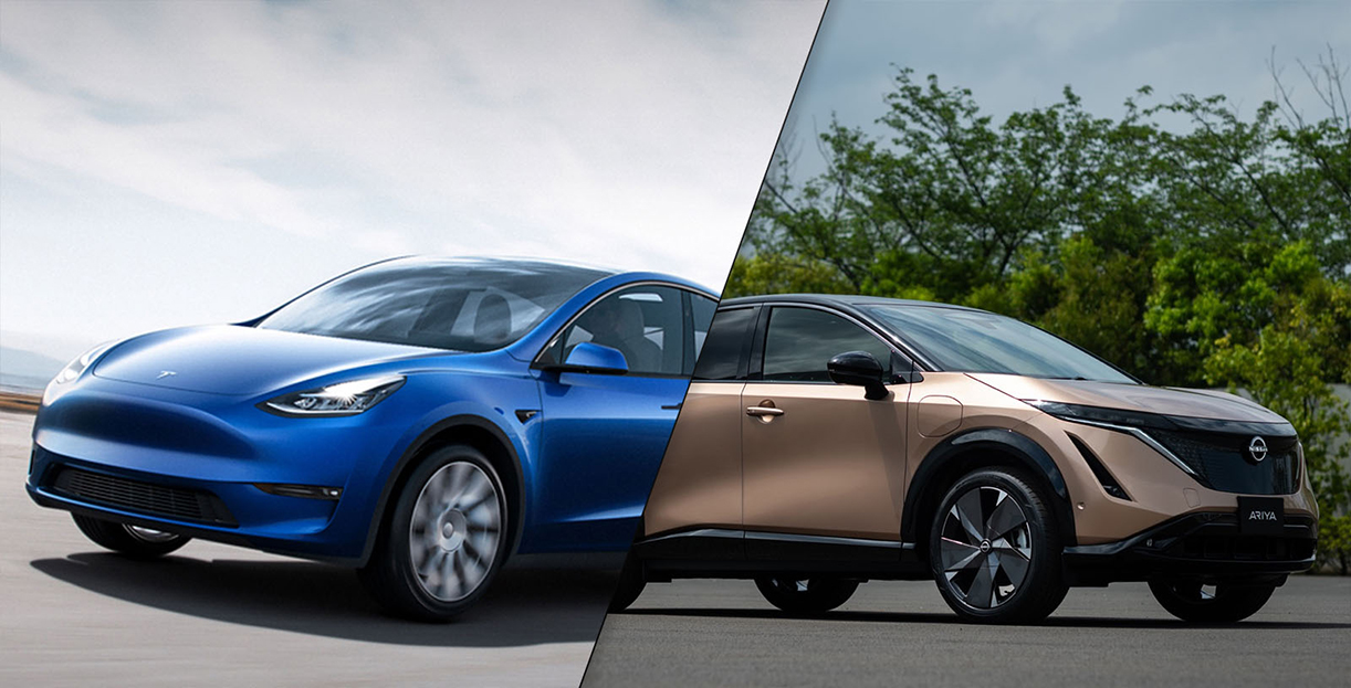 Nissan Ariya en Tesla Model Y clashen in prijzen oorlog NissanAriyaTeslaModelY