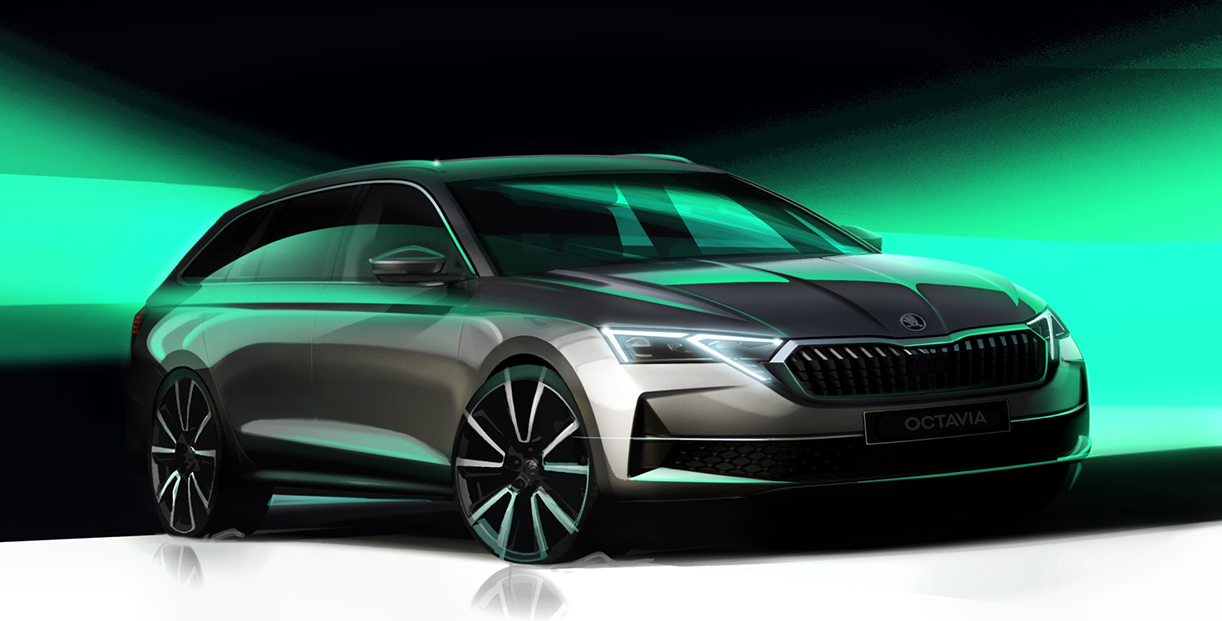 Skoda schetst de vernieuwde Octavia SkodaOctaviaFaceliftSchets