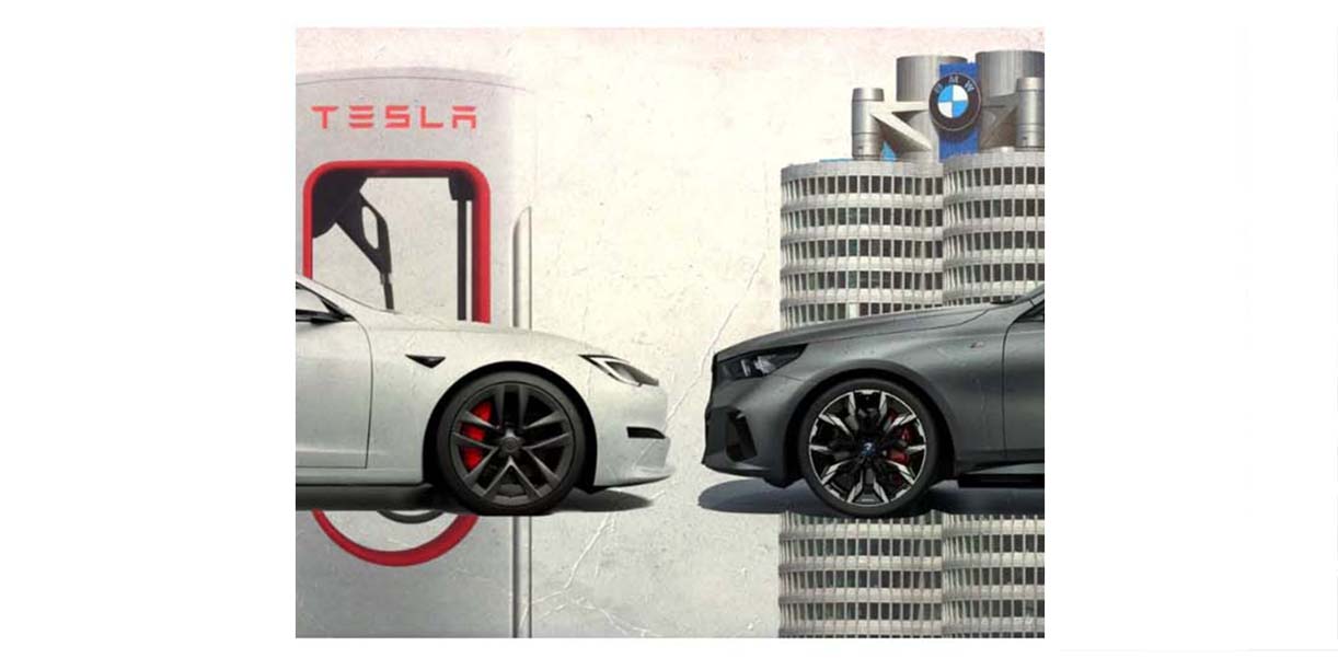 BMWteslaWitteAchtergrond