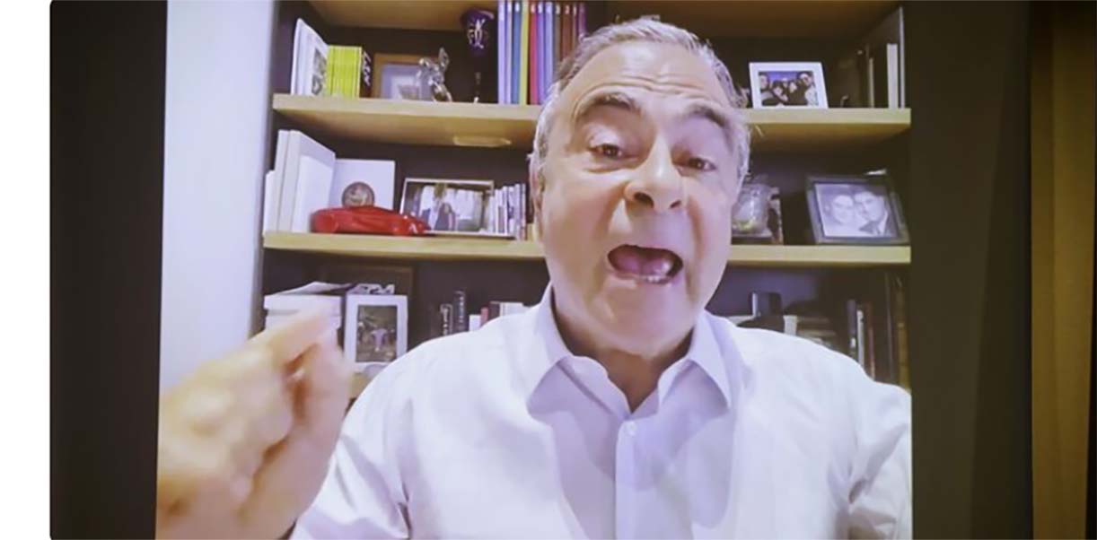 Carlos Ghosn gaat los op Nissan GhosnVideoconferentie
